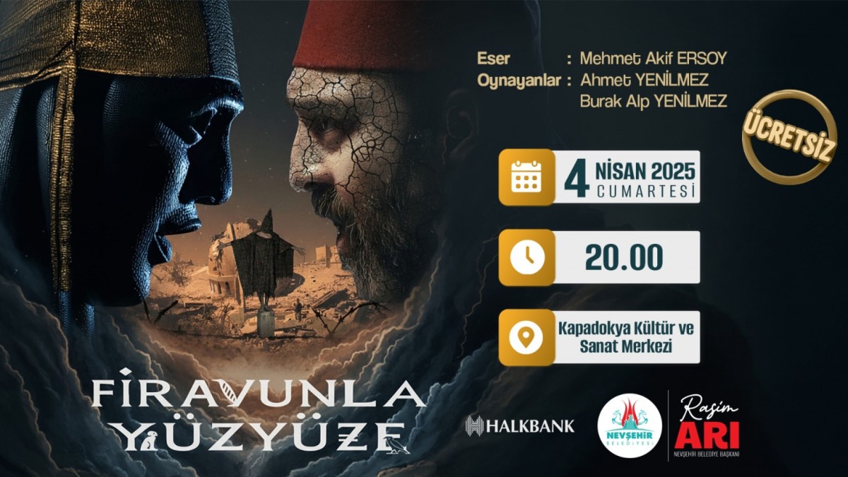 Nevşehir'de Ücretsiz Tiyatro: Firavunla Yüz Yüze 4 Nisan'da