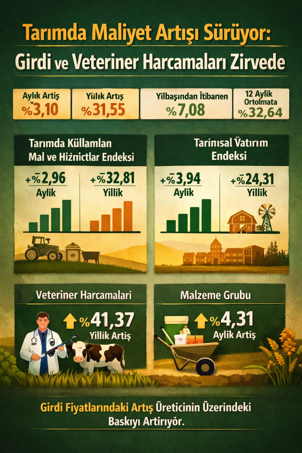 Tarımda Girdi Maliyetleri Alarm Veriyor: Yıllık Artış ,55'e Ulaştı