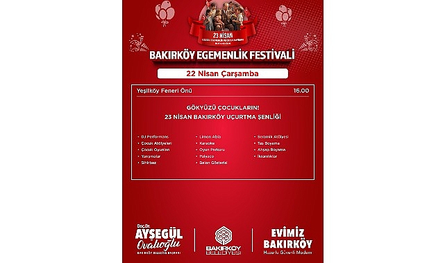 Bakırköy’de 23 Nisan 3 Gün Sürecek Festivalle Kutlanacak