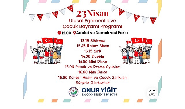 Balçova'da 23 Nisan Şenliği: Çocuklar İçin Renkli Etkinliklerle Dolu Bir Bayram