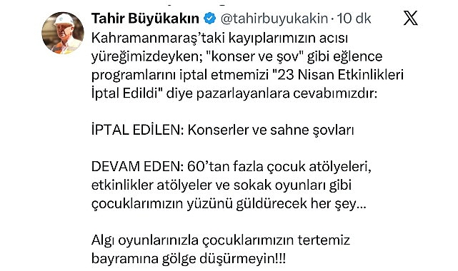Büyükakın'dan 23 Nisan Yanılgısına Tepki: 60'tan Fazla Etkinlik Devam Ediyor
