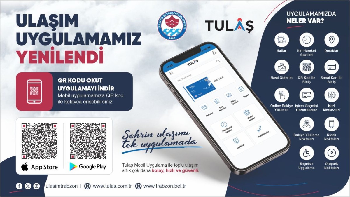 Trabzon Ulaşım Uygulaması Yenilendi: QR ve NFC ile Temassız Biniş Dönemi