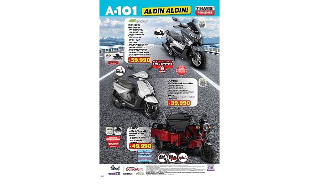 A101 7 Mayıs'ta Uygun Fiyatlı Scooter, Motosiklet ve QLED TV'leri Satışa Sunuyor