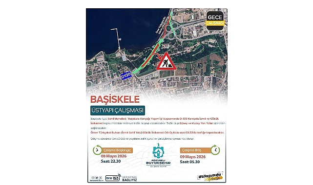 Başiskele Köprü Çalışması: D-130 Karayolu İzmit-Gölcük Yönü Bu Gece Trafiğe Kapanıyor