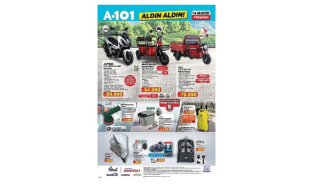 A101 14 Mayıs'ta Motosikletten QLED TV'ye Yüzlerce Ürünü Uygun Fiyata Sunuyor