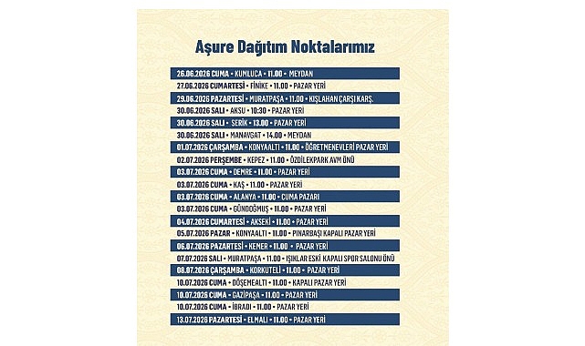 Antalya Büyükşehir Belediyesi 19 İlçede Muharrem Ayı Boyunca Aşure Dağıtacak
