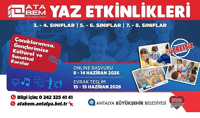 ATABEM Yaz Kurslarına Kayıtlar 8 Haziran'da Başlıyor: 14 Merkezde Ücretsiz Eğitim