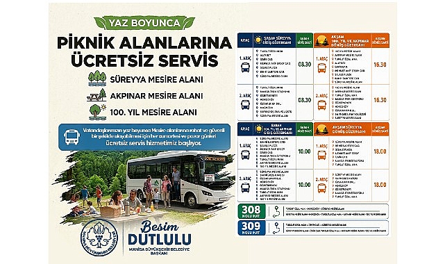 Manisa'da Mesire Alanlarına Ücretsiz Ring Seferleri Başlıyor